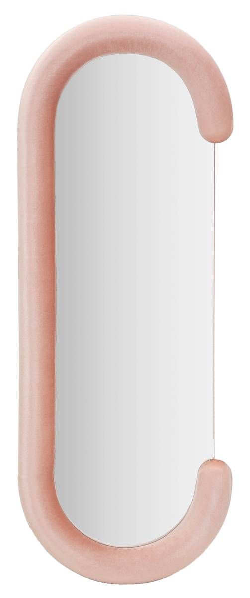 Specchio da muro chantal in velluto rosa 60x7x160cm