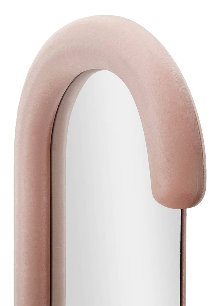 Specchio da muro chantal in velluto rosa 60x7x160cm