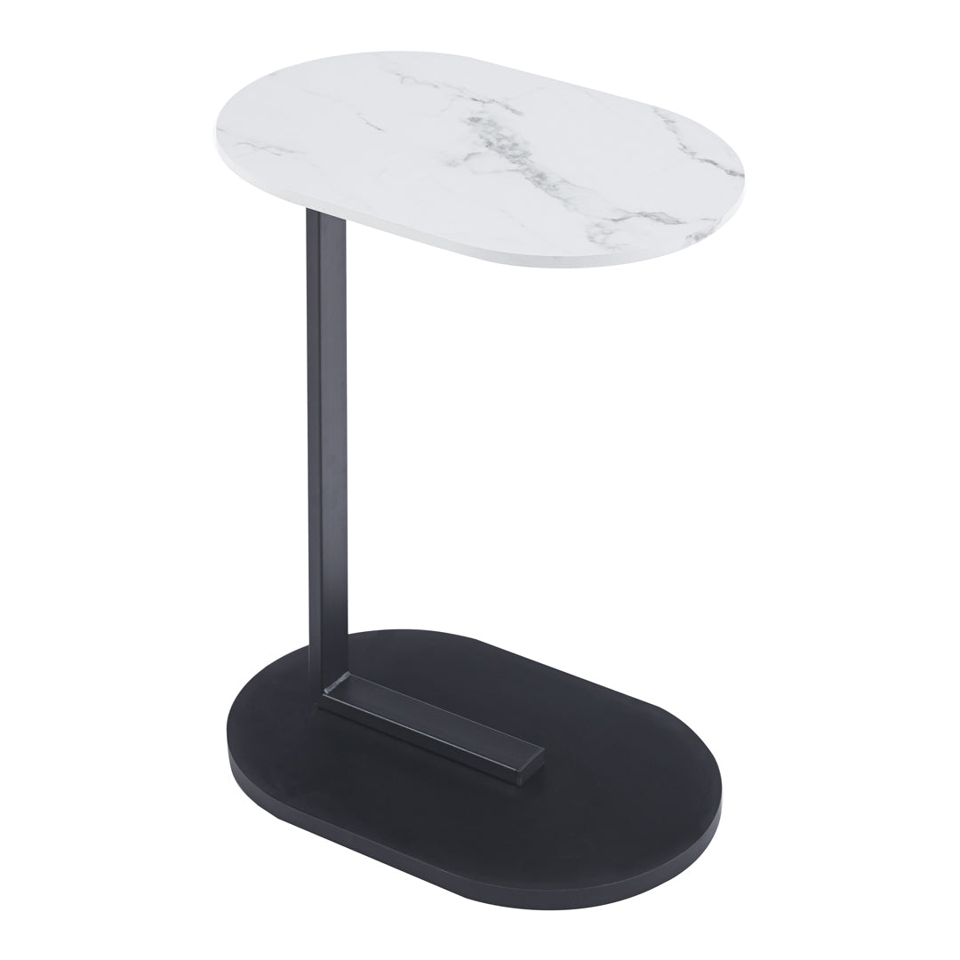 Goran tavolino bianco marmorizzato e gambe nere 45X30X58cm