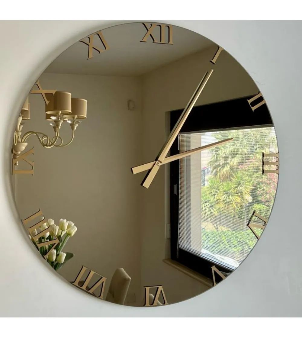 Orologio a specchio led da parete con telecomando ORO 80cm