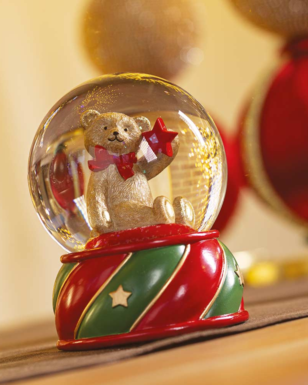 Boule de neige orsetto fiocco rosso
