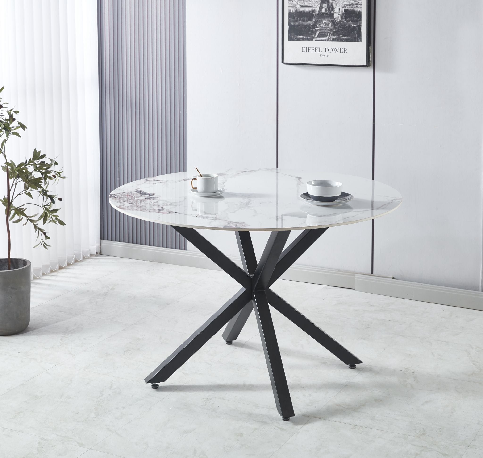 Tavolo con top in marmo tondo da 120 cm