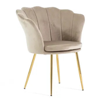 PREORDINE - Poltrona in velluto a conchiglia beige
