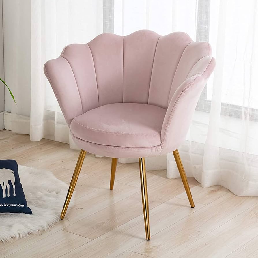 PREORDINE - Poltrona in velluto a conchiglia set 2 pezzi rosa chiaro