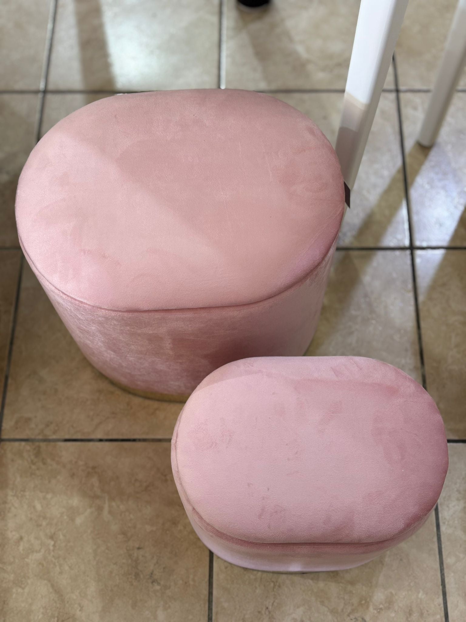 Set pouf ovali grande e piccolo ROSA CHIARO