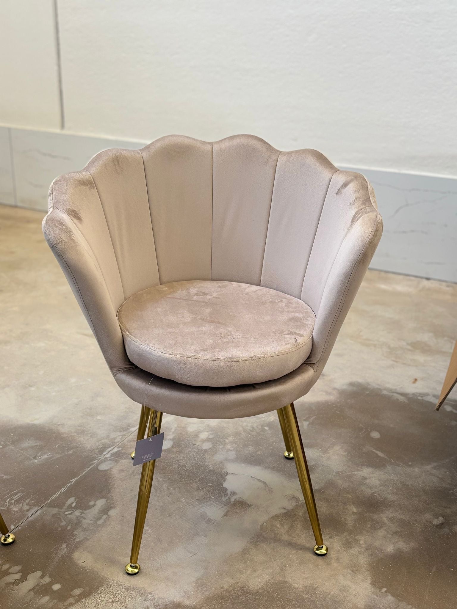 Poltrona in velluto a conchiglia tortora