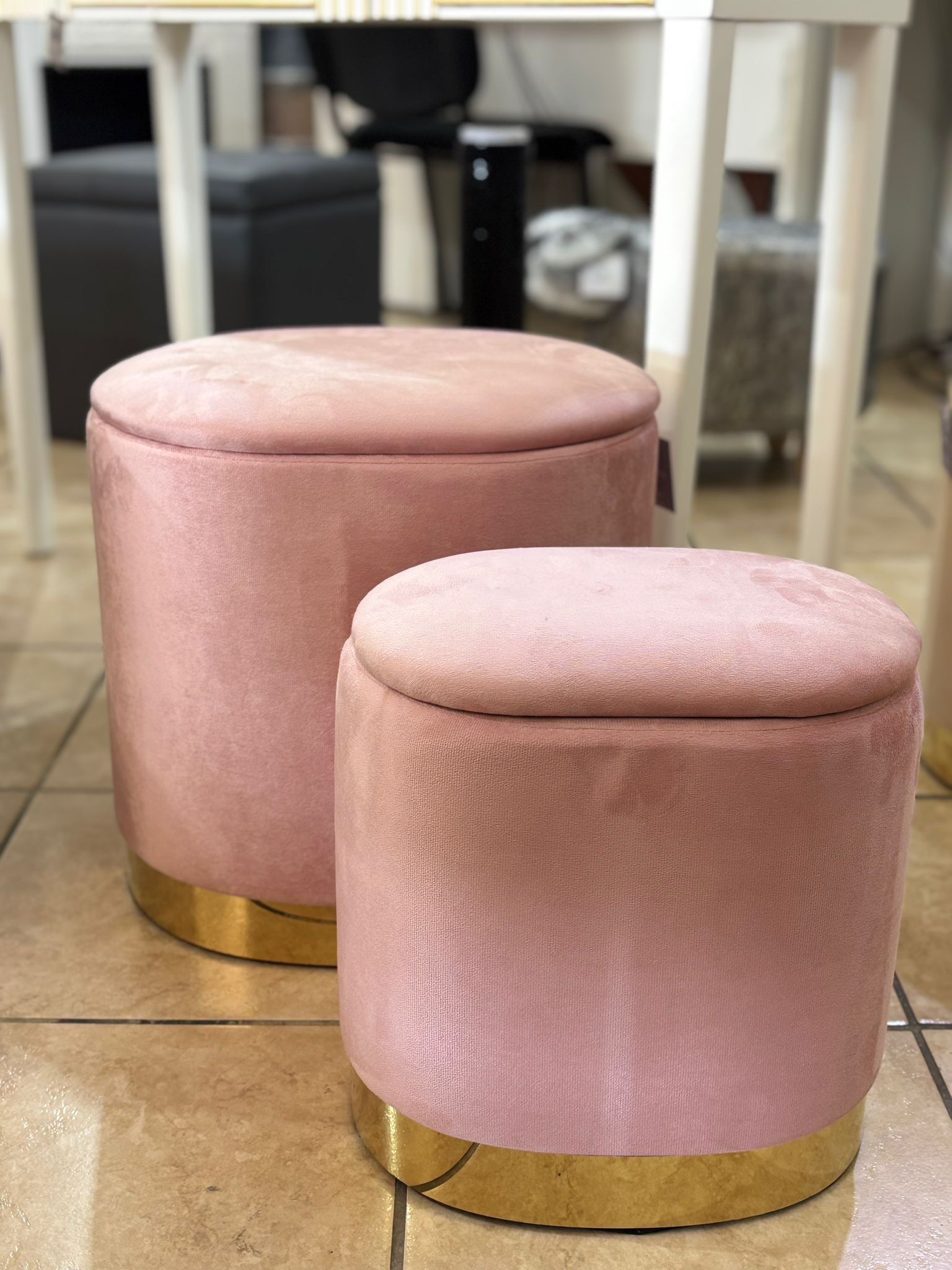 Set pouf ovali grande e piccolo ROSA CHIARO