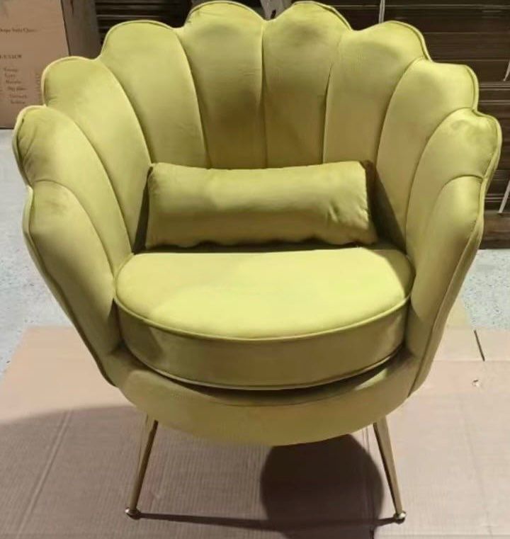 Poltrona in velluto lime con cuscino 72x65x76h cm