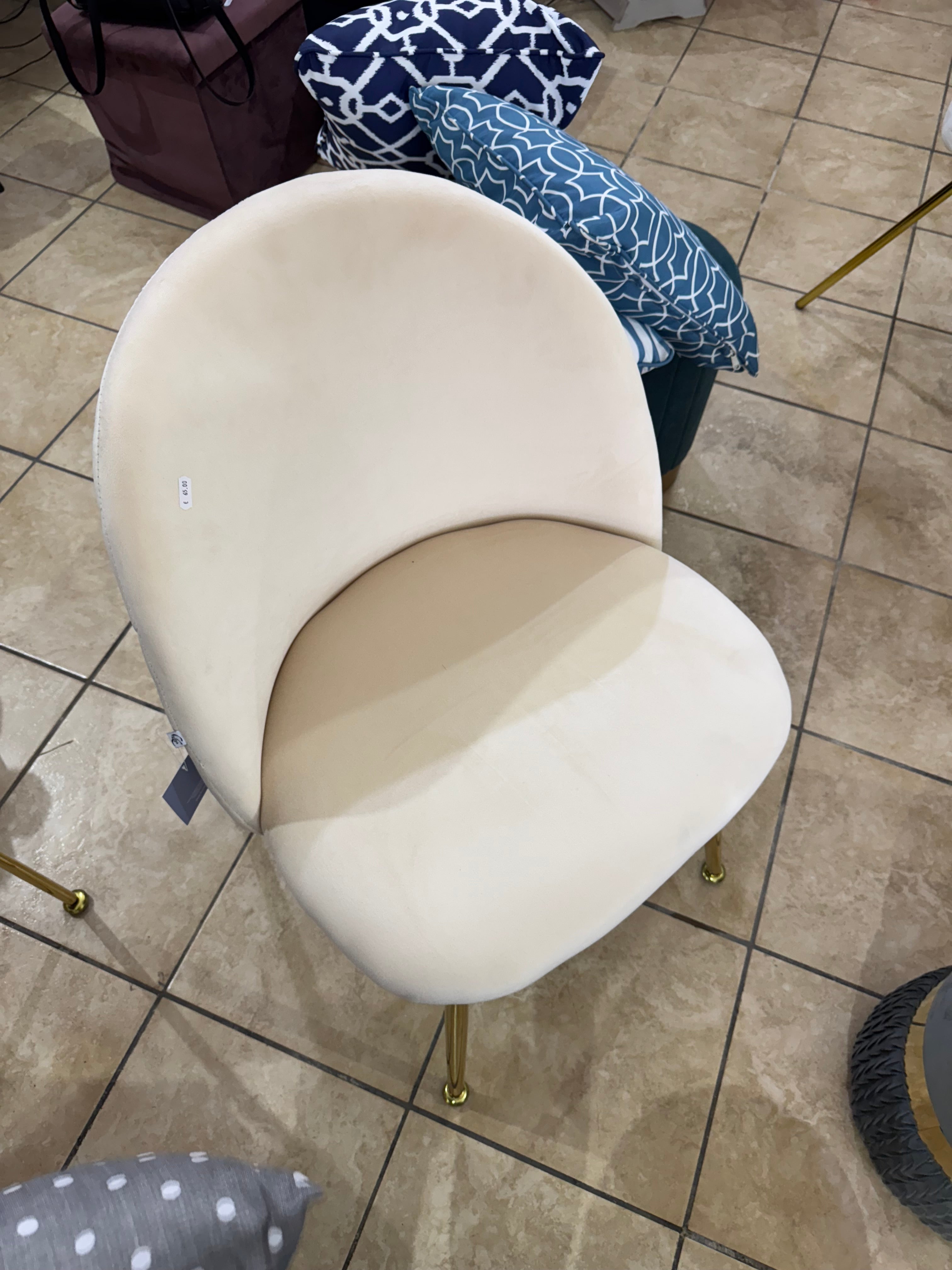 Sedia in velluto crema