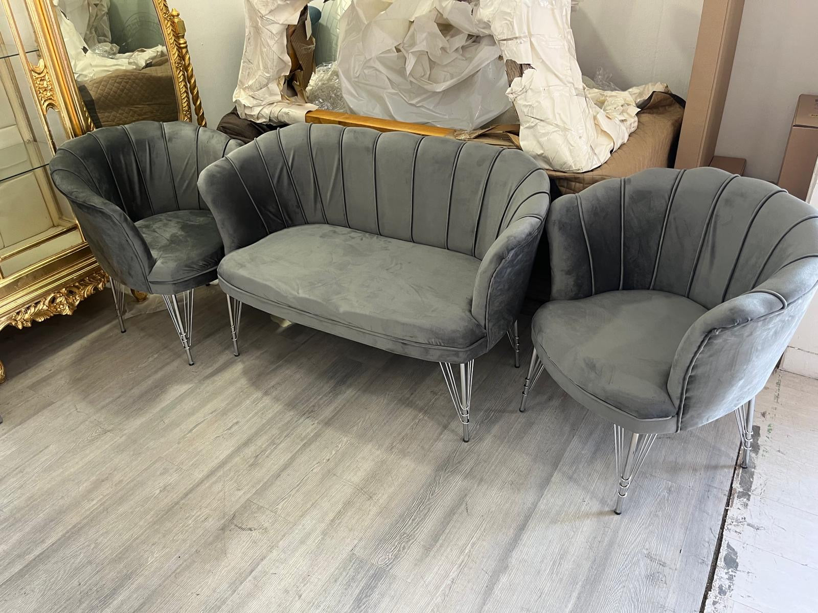 Set Petalo Velluto Grigio