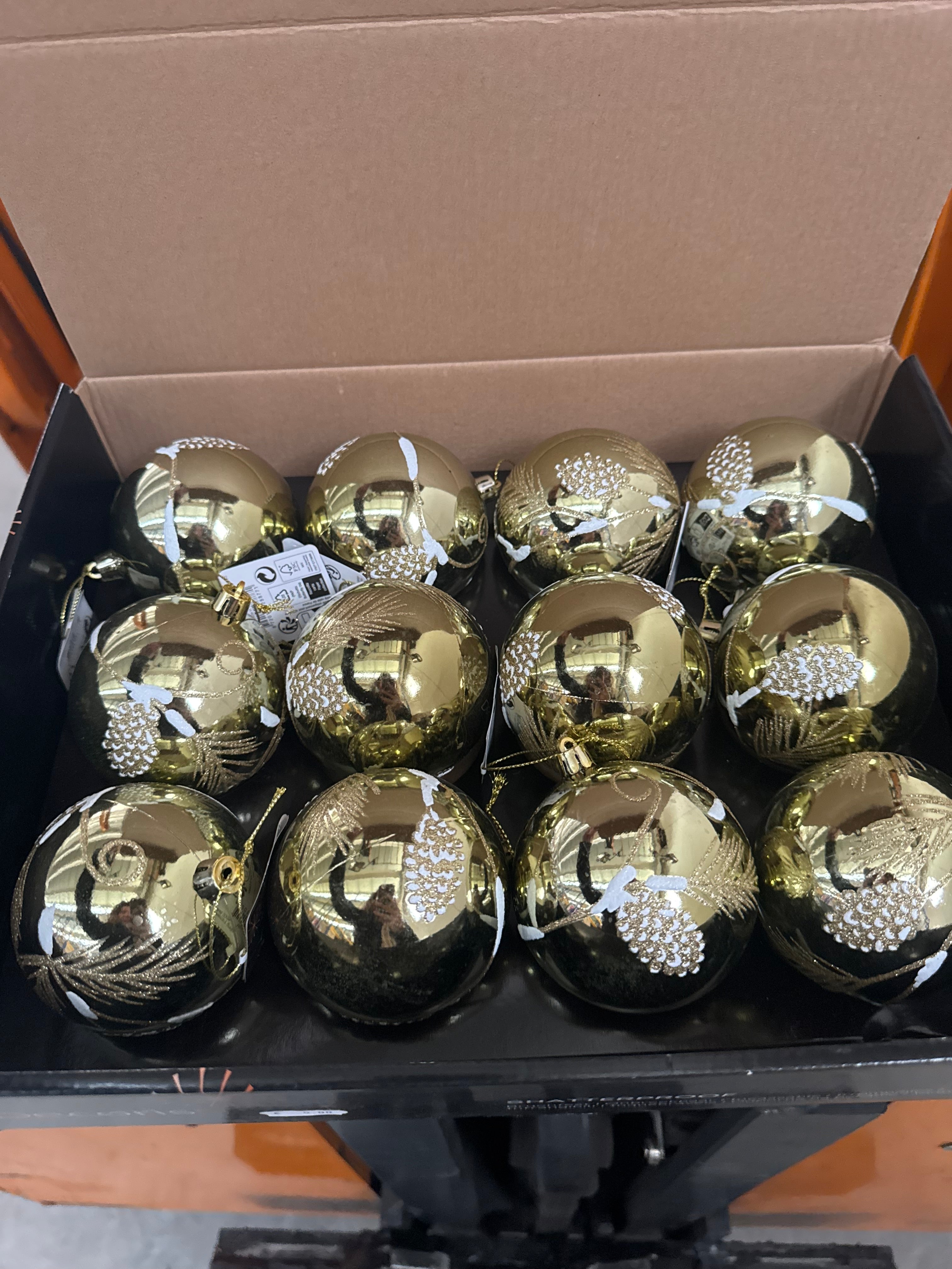 Box 12 sfere in vetro verde