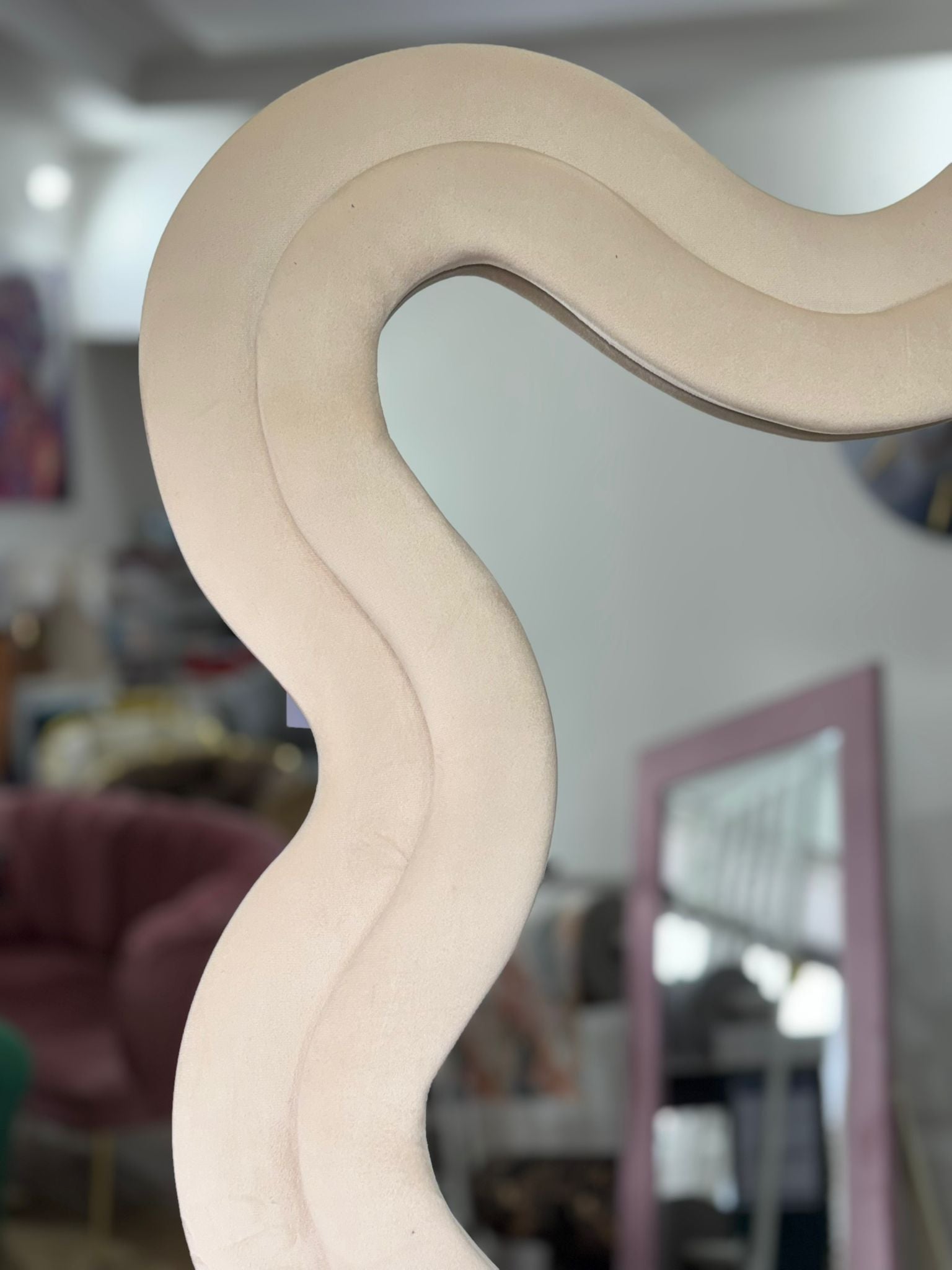 PREORDINE - Specchio da pavimento con cornice in velluto 70x170 cm