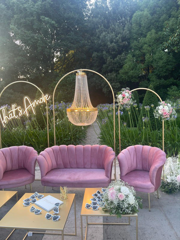 Poltrona Petalo in velluto rosa 70x70x82H