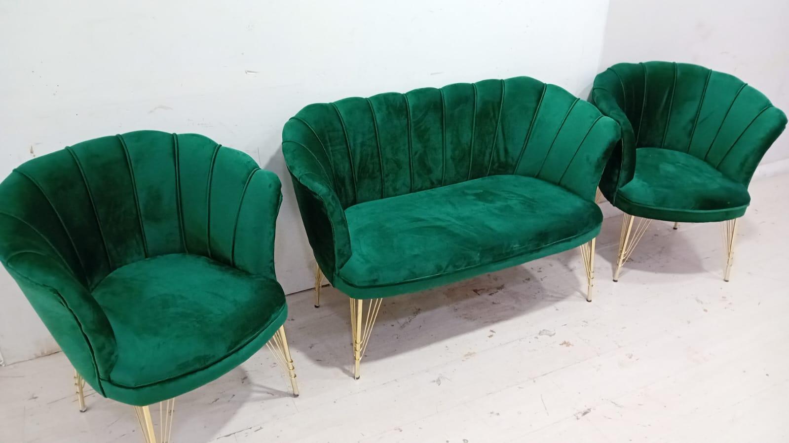 Poltrona Petalo in velluto verde 70x70x82H