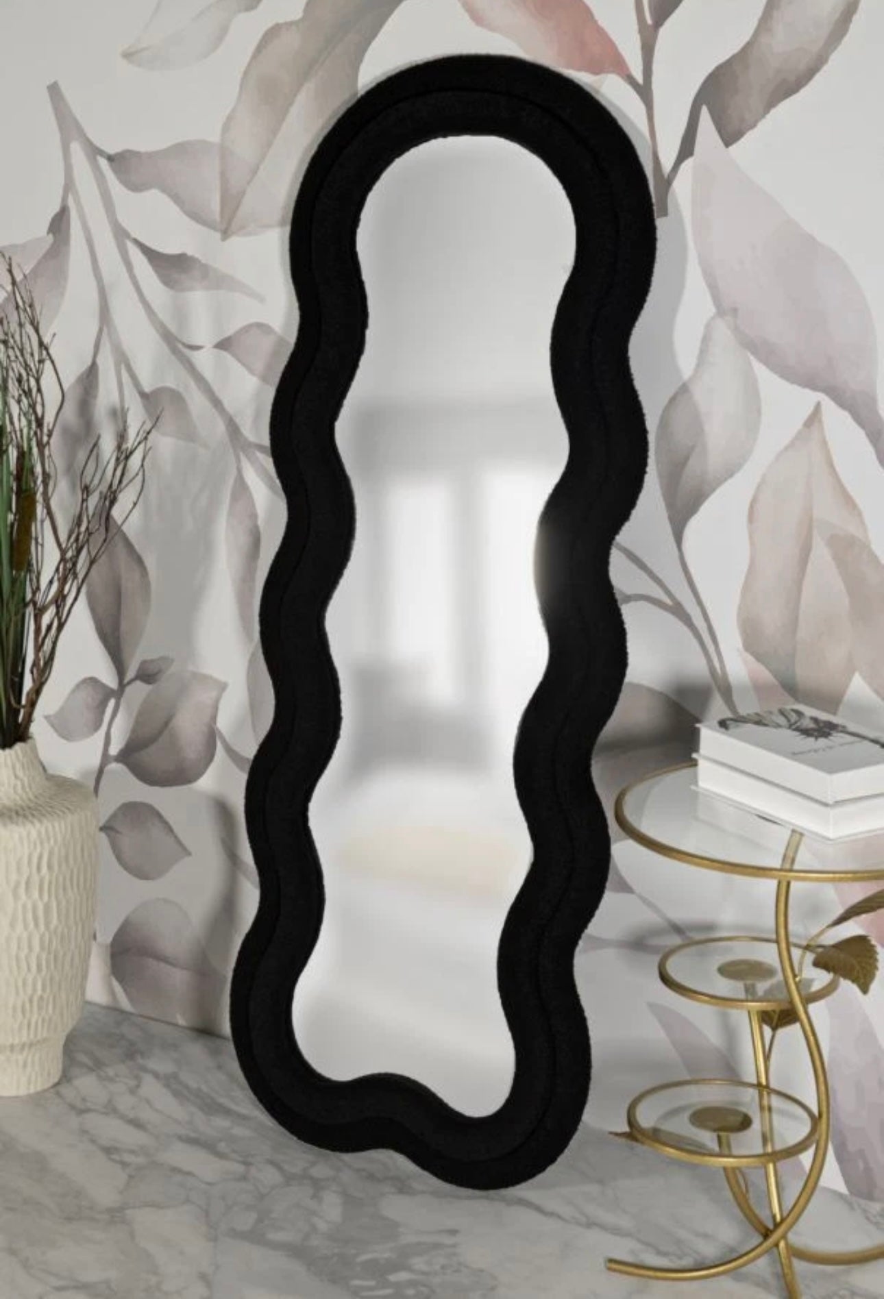 Specchio da muro Teddy nero cm 60x4x160