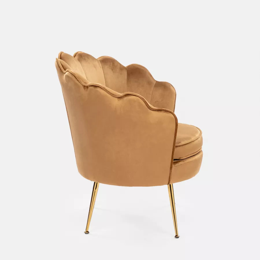 Poltrona in velluto cammello con cuscino 72x65x76h cm