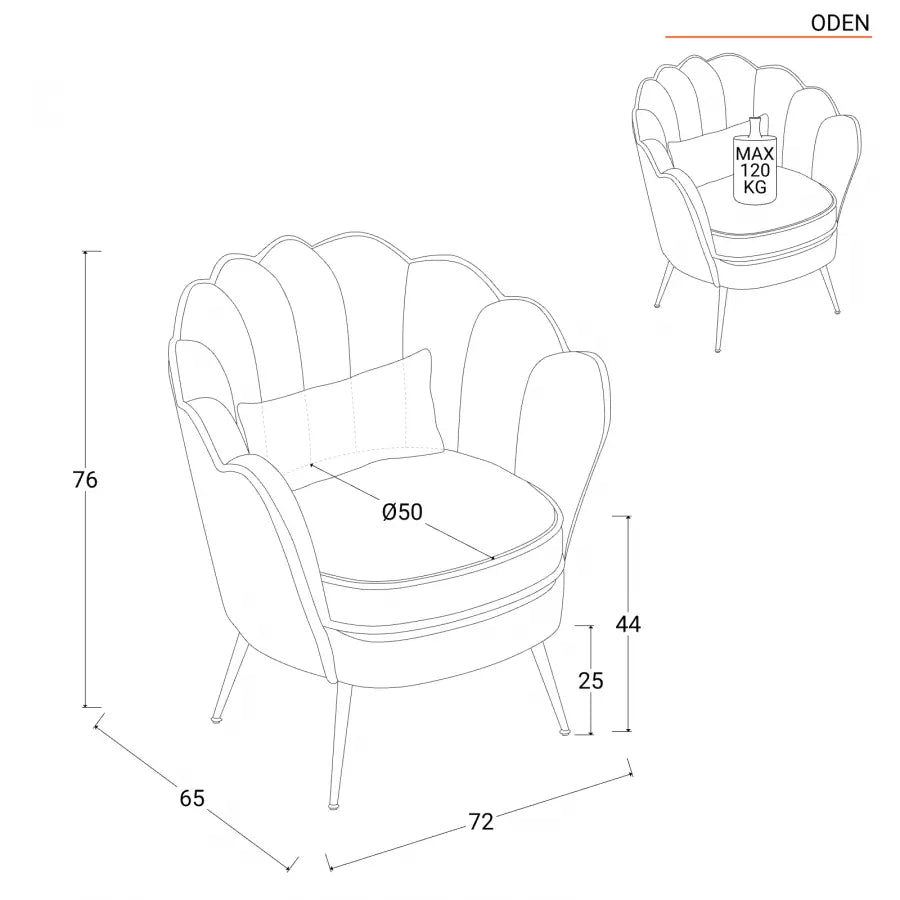 Poltrona in velluto cammello con cuscino 72x65x76h cm