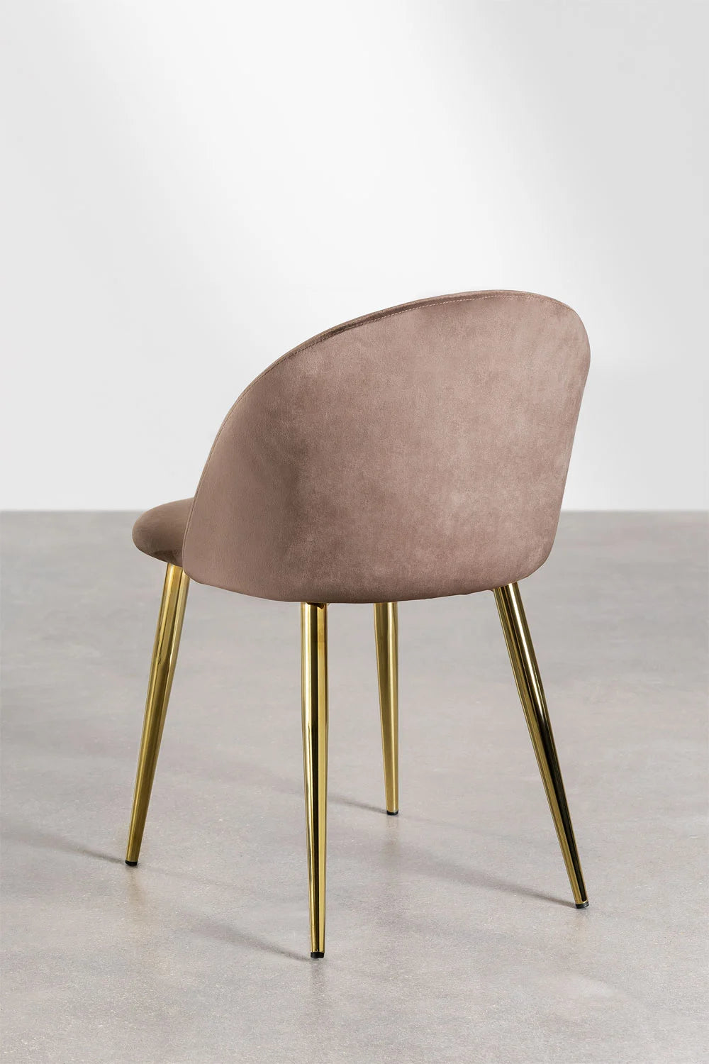 Sedia in velluto tortora con gambe oro