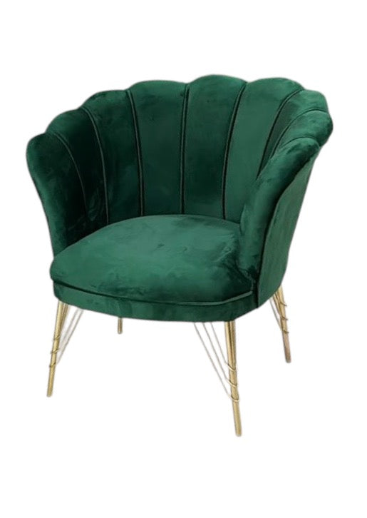 Poltrona Petalo in velluto verde 70x70x82H