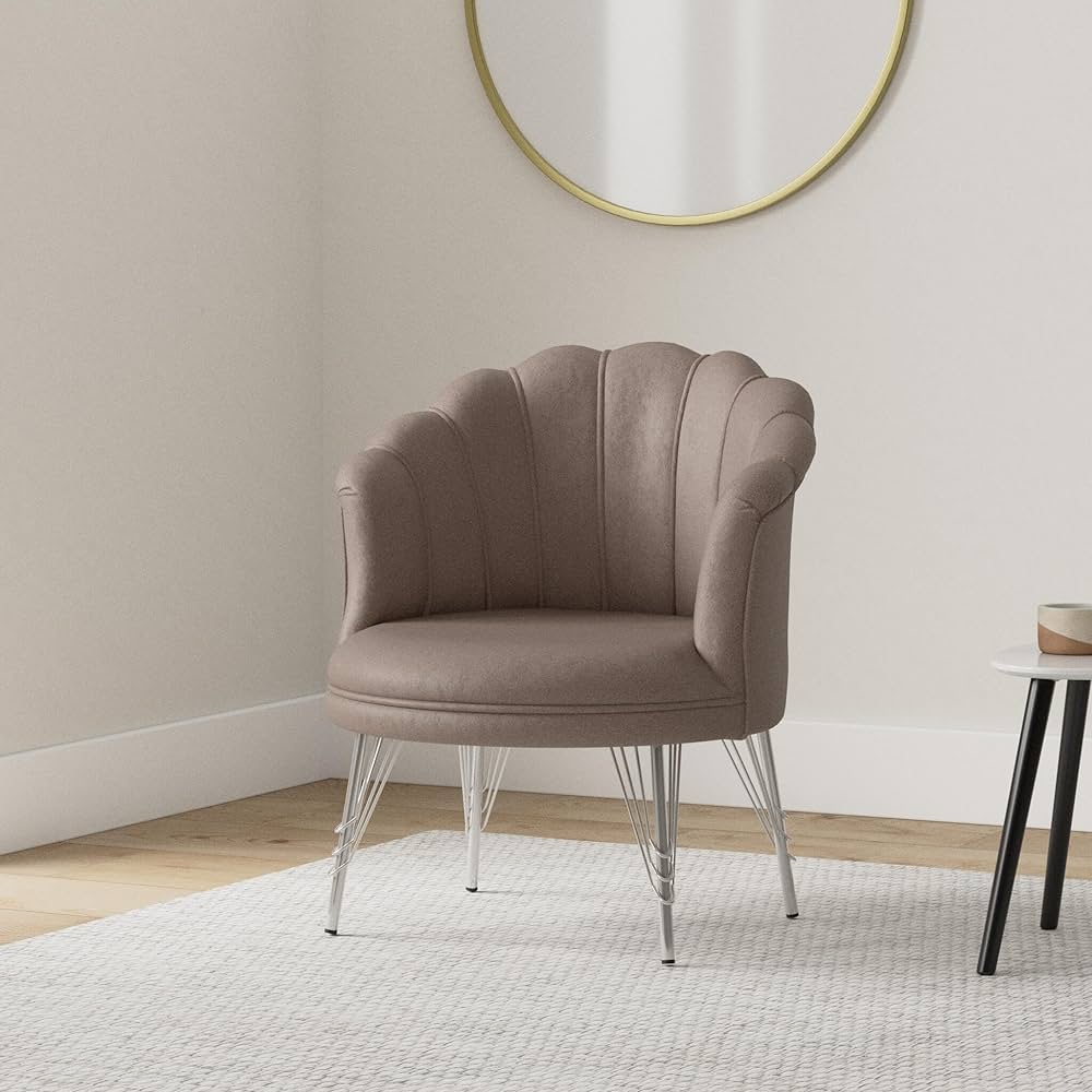 Poltrona Petalo in velluto tortora 70x70x82H