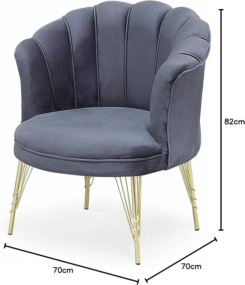Poltrona Petalo in velluto grigio 70x70x82H