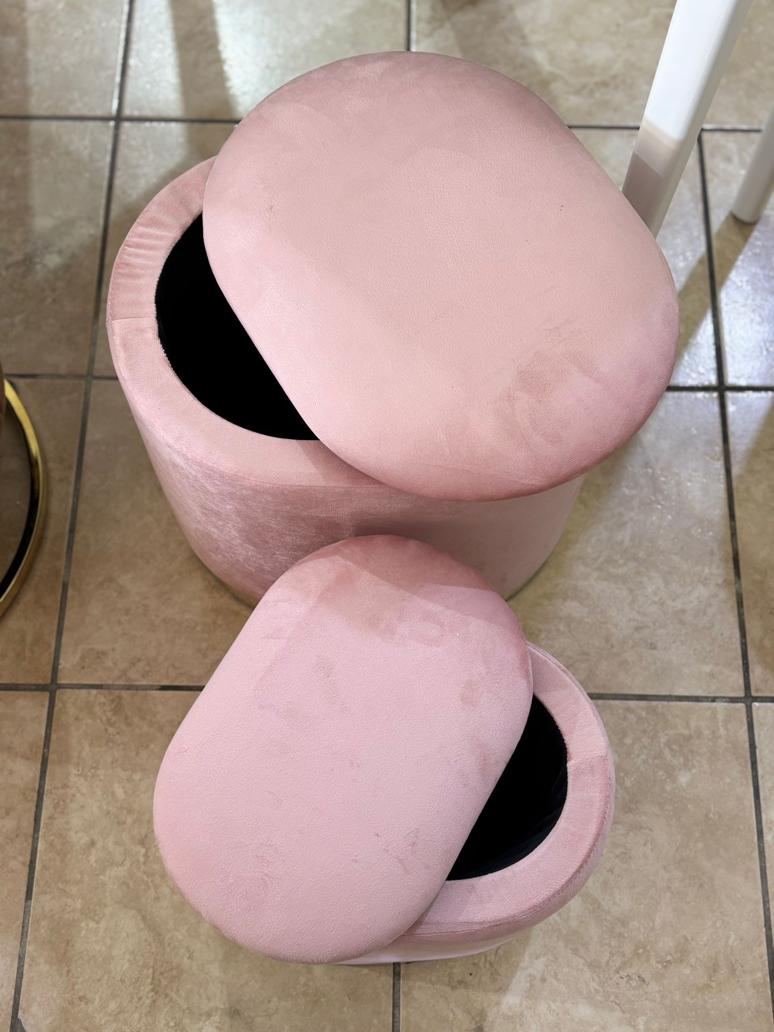 Set pouf ovali grande e piccolo ROSA CHIARO