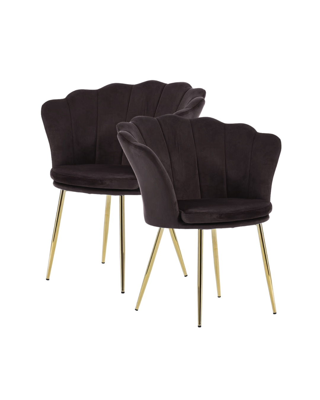 Poltrone in velluto a conchiglia set 2 pezzi Nero