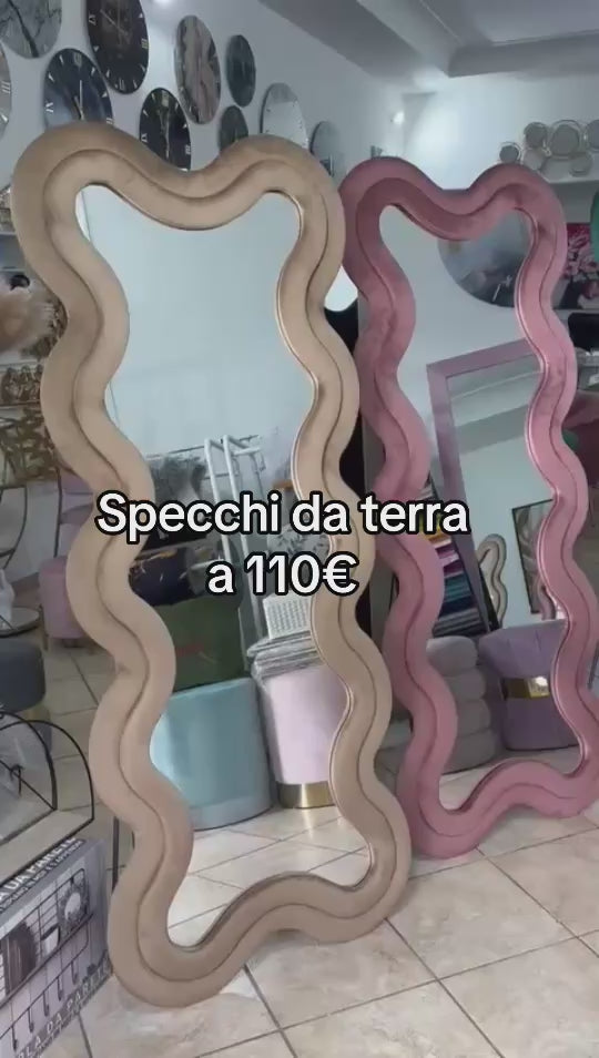 PREORDINE - Specchio da pavimento con cornice in velluto 70x170 cm