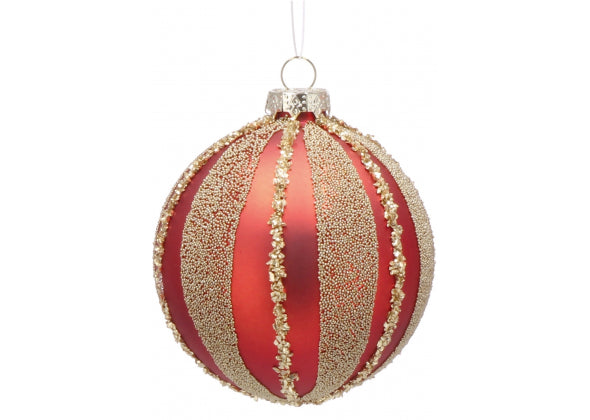 Set 12 sfere di natale rosso e oro in vetro da 8 cm