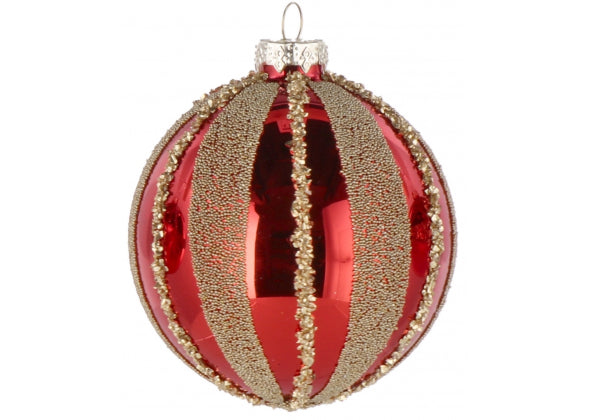 Set 12 sfere di natale rosso e oro in vetro da 8 cm