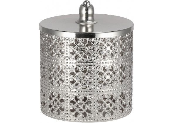 Barattolo in metallo argento dimensioni 13,5x12h cm