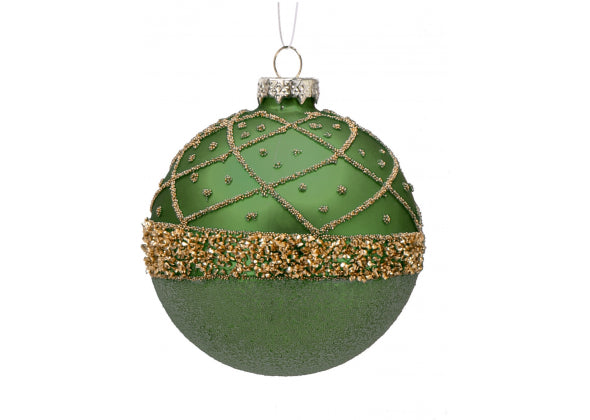 Set 12 sfere di natale verde in vetro da 8 cm