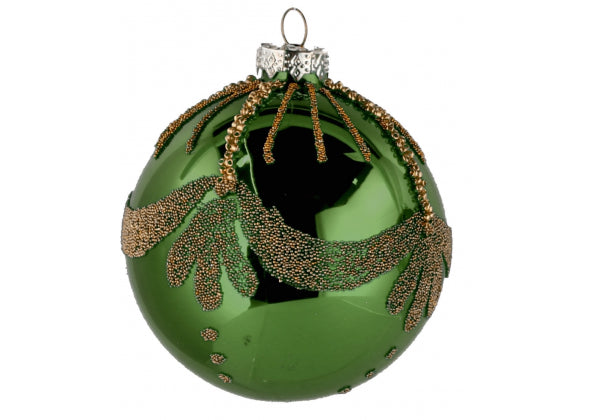 Set 12 sfere di natale verde in vetro da 8 cm