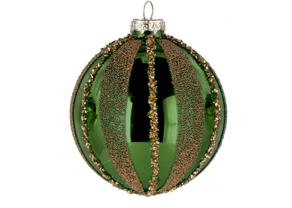 Set 12 sfere di natale verde in vetro da 8 cm