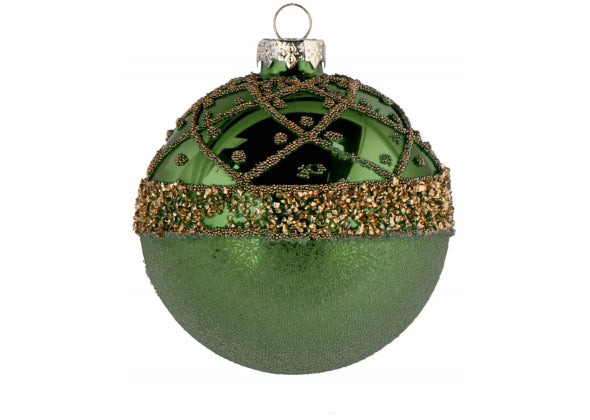 Set 12 sfere di natale verde in vetro da 8 cm