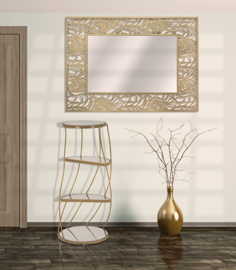 Room with metal brass lamps and vase 3d rendering