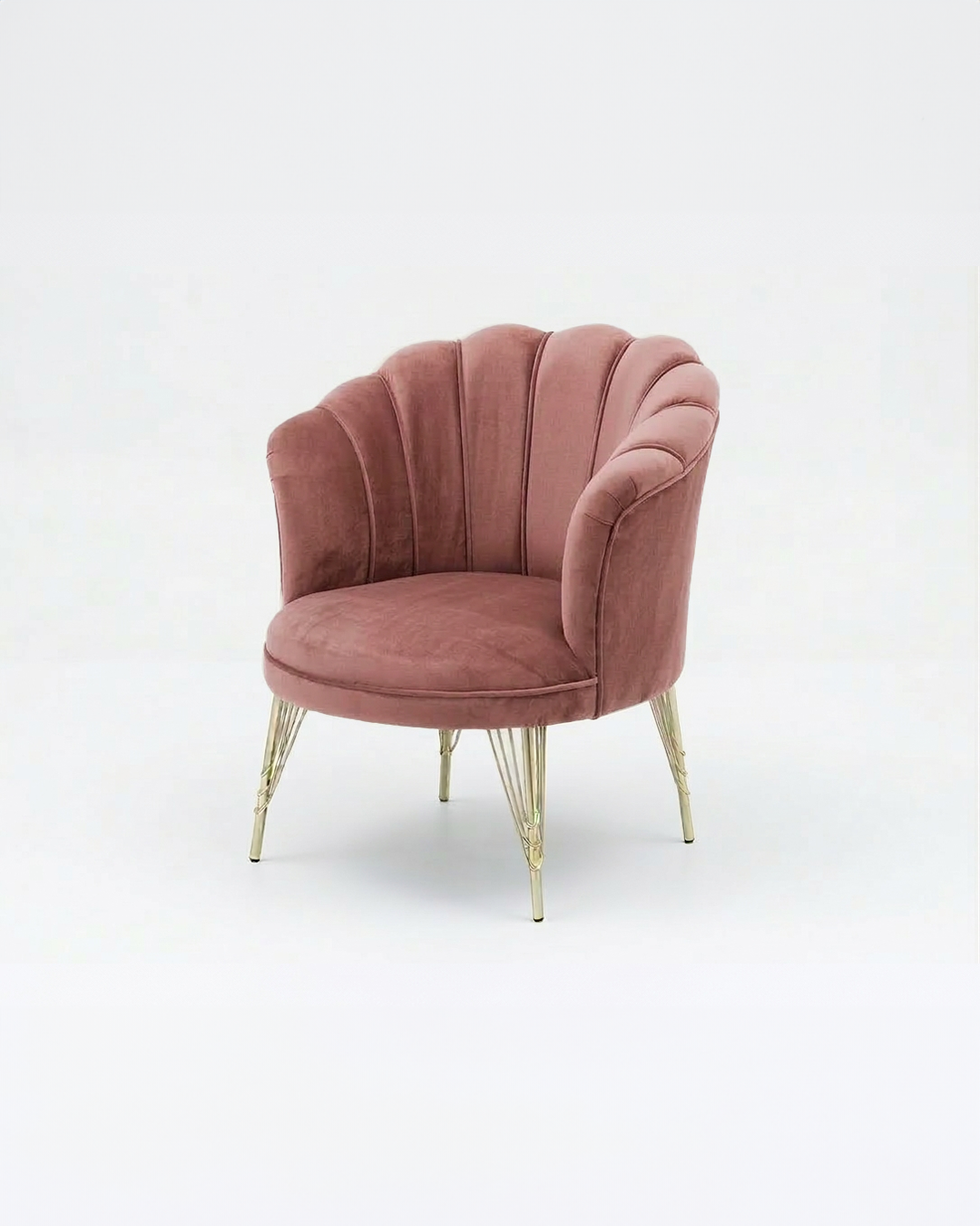 Poltrona Petalo in velluto rosa 70x70x82H