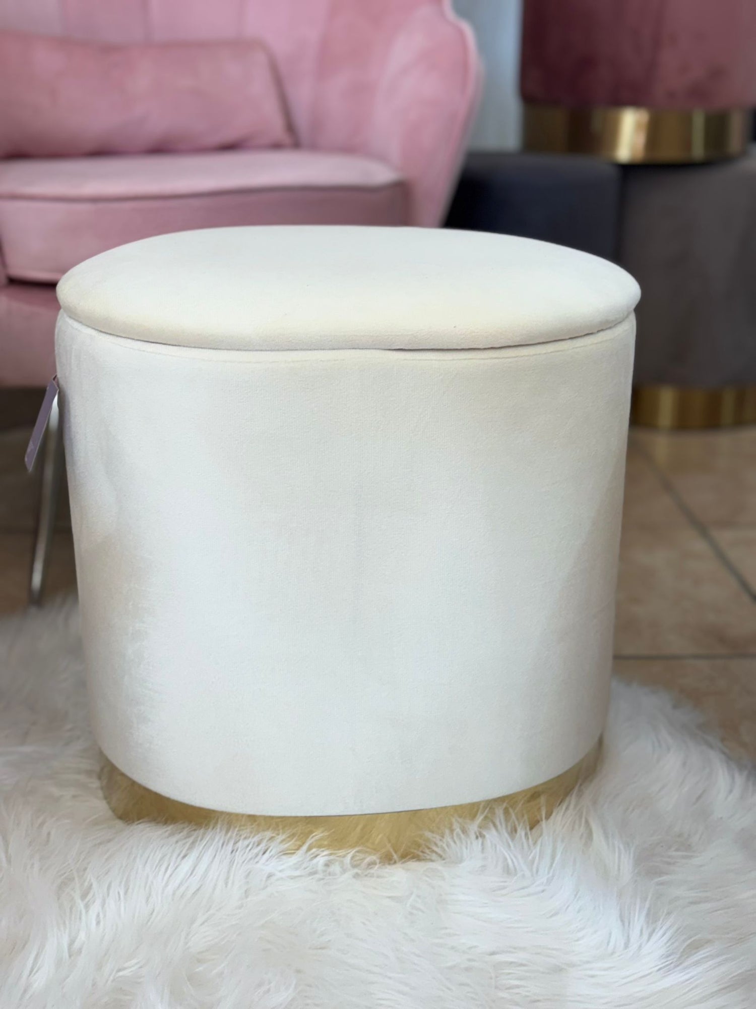 Set pouf ovali grande e piccolo PANNA