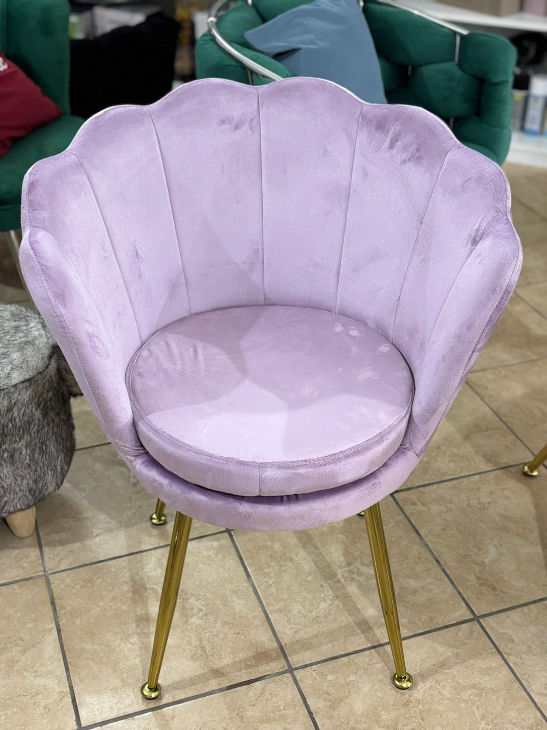Poltrona in velluto a conchiglia set 2 pezzi lilla