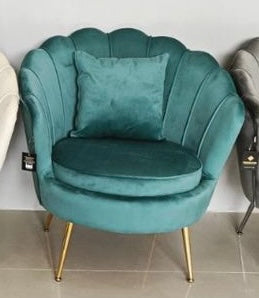 Poltrona a conchiglia petrolio con cuscino 72X65X76H cm