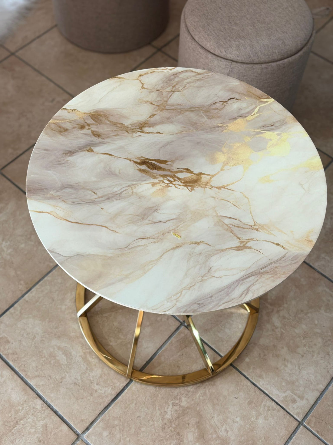 Tavolino  50cm base effetto marmo