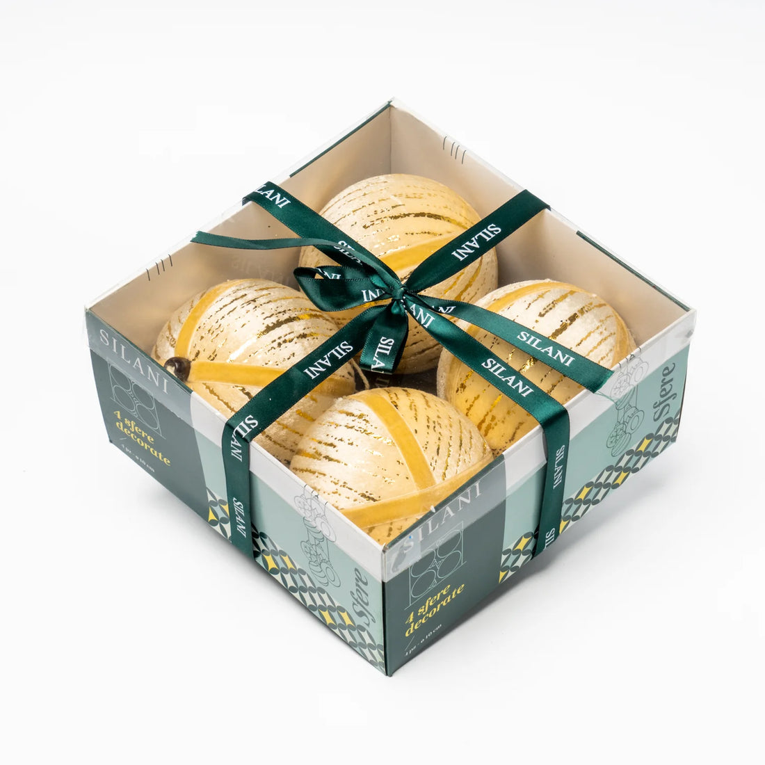 Pallina di natale sfere in velluto oro 10 cm box 4 pezzi