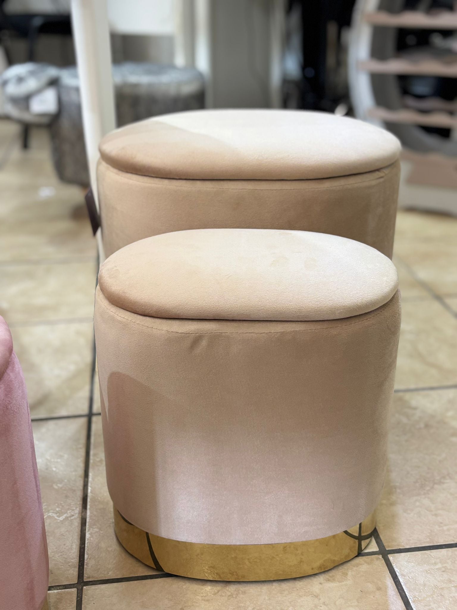 Set pouf ovali grande e piccolo BEIGE