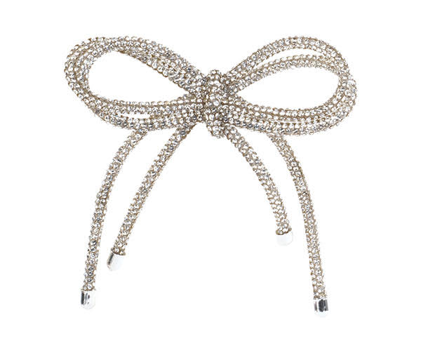 Doppio fiocco strass argento 100x130mm
