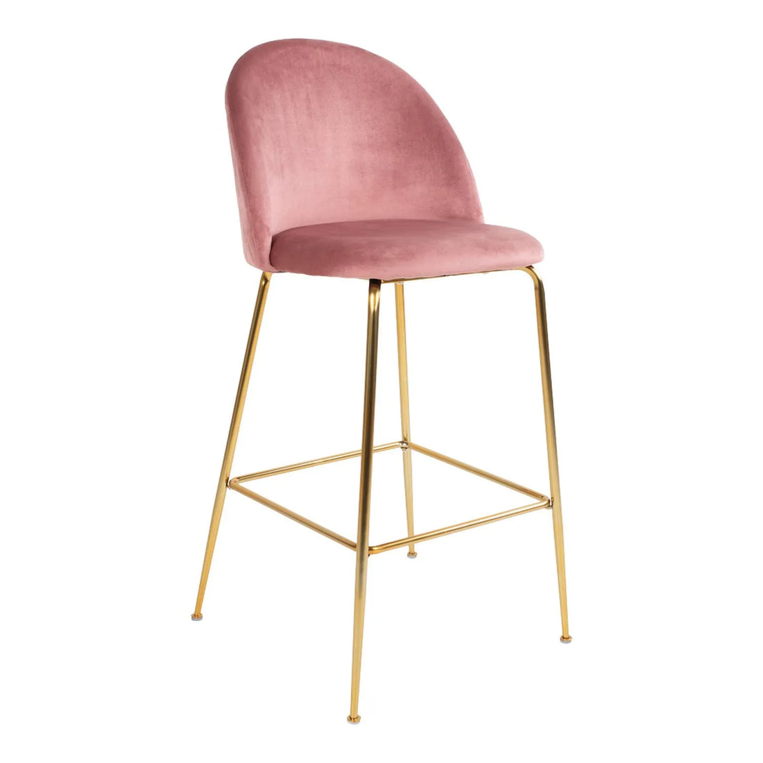 Sgabello in velluto rosa metallo oro