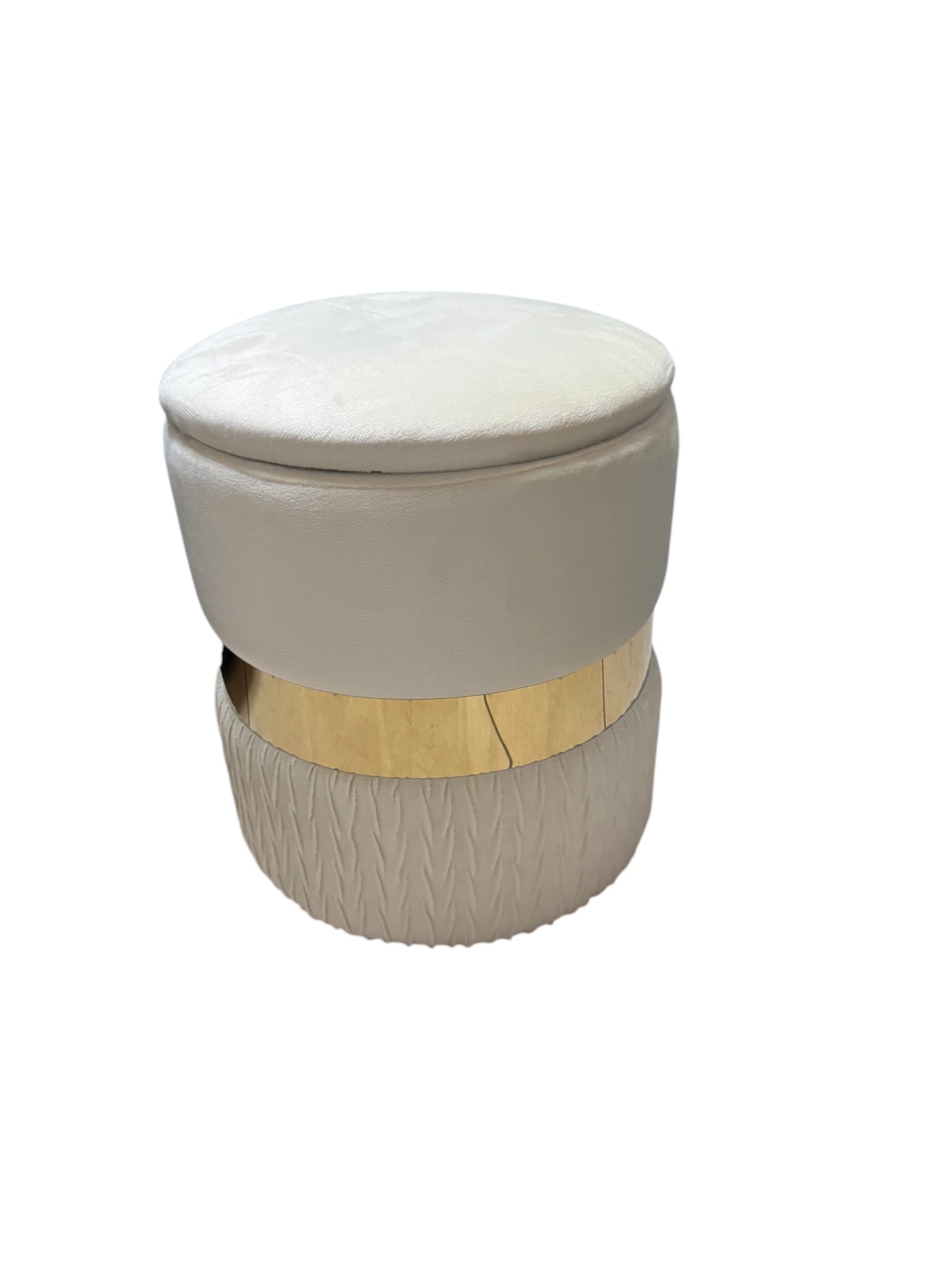 Pouf contenitore piccolo da 32cm in velluto panna