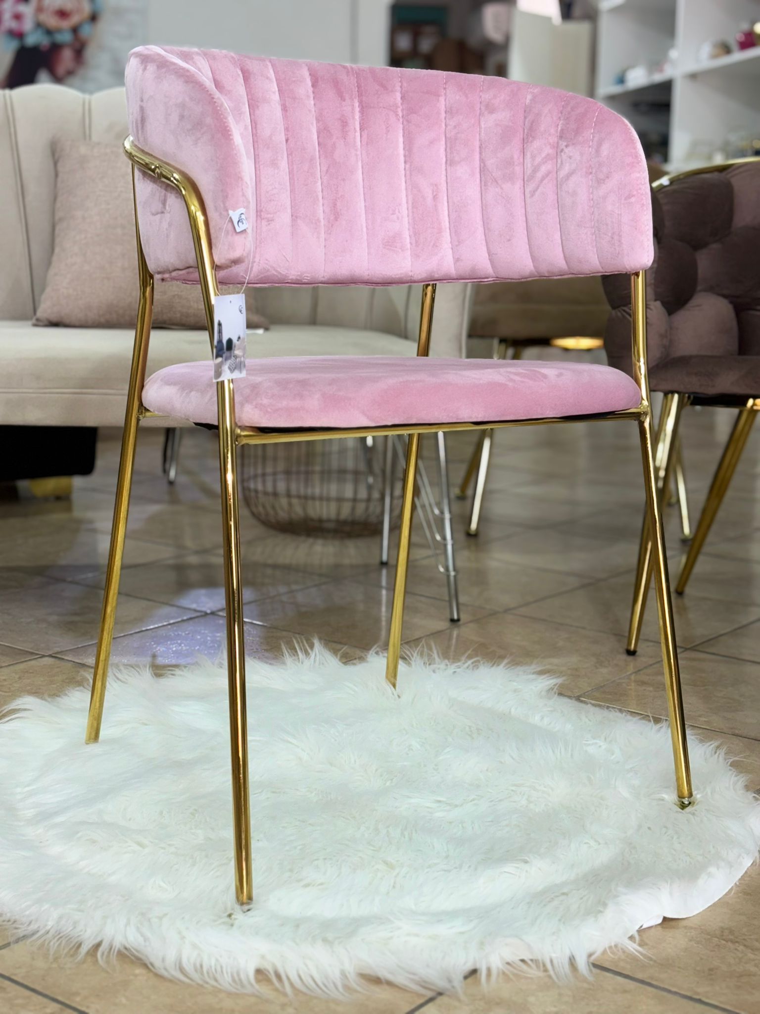 Sedia in velluto rosa