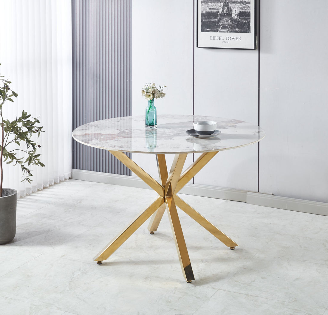 Tavolo con top in marmo tondo da 120 cm