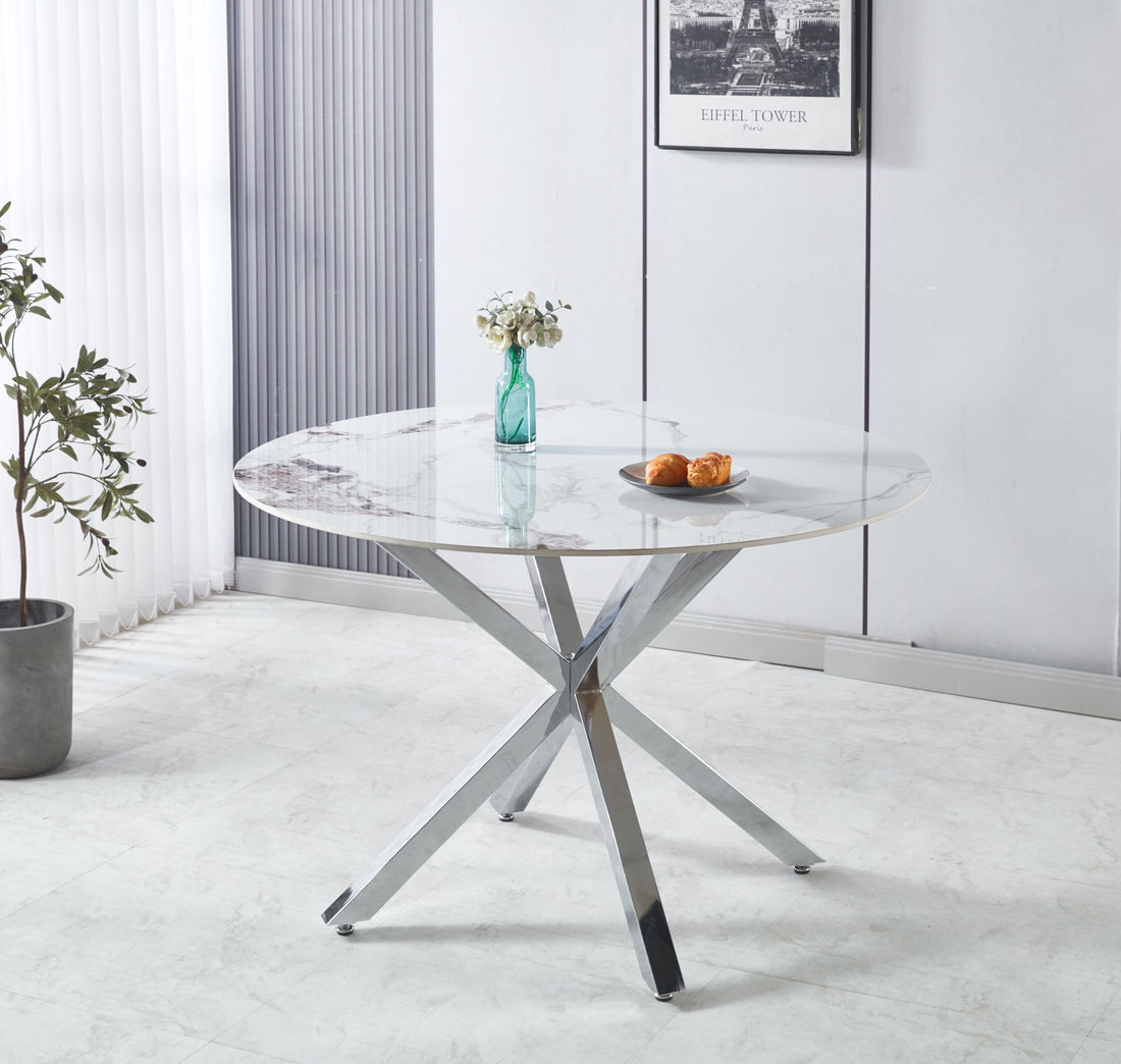 Tavolo con top in marmo tondo da 120 cm