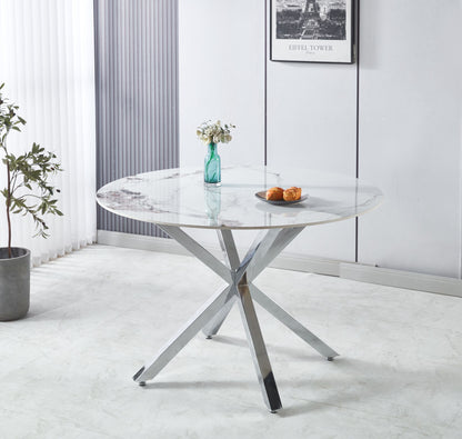 Tavolo con top in marmo tondo da 120 cm